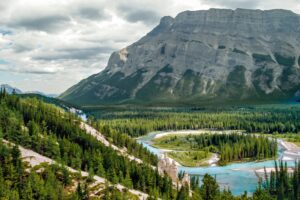 Kanada Alberta Banff Bow River Hoodoos Canadian Rockies