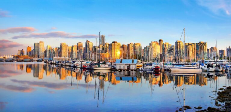 Kanada British Columbia Vancouver Skyline Sonnenuntergang vom Stanley Park